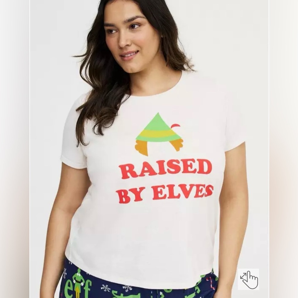 NWT Torrid ELF Cream Tee with Green and Yellow Design lounge tee size 3X